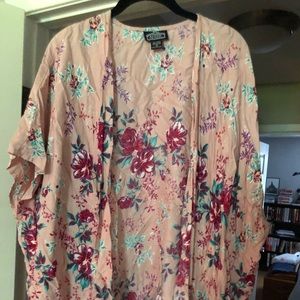 Angie Pink Multi Colored Floral Kimono